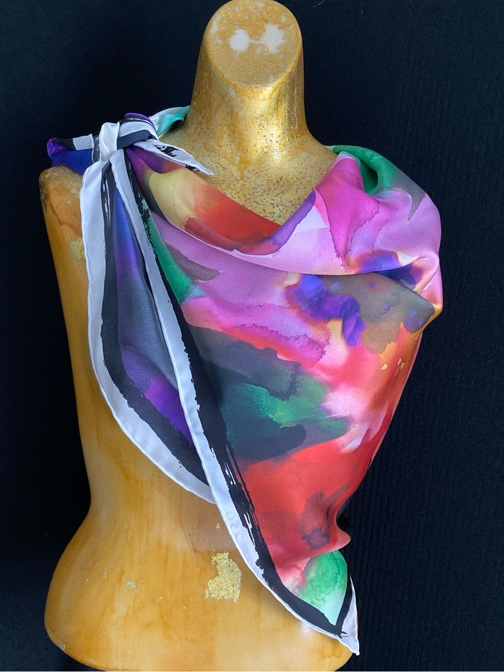 Carlisle Komen 2016-2017 Multi-Color Abstract Floral Silk Scarf New Old Stock
